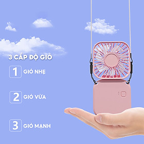 Mua Quạt Tích Điện Mini Xếp Gọn 5 Cánh Dung Lượng Pin 800mah Kèm Dây Đeo Cổ Tiện Lợi Khi Đi Du Lịch
