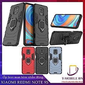 Ốp lưng cho Xiaomi Redmi Note 9 9S 10 10S Pro Max iron man chống sốc kèm nhẫn xoay chống xem video bảo vệ camera