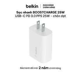 Adapter sạc nhanh 25W USB-C PD (PPS) Belkin - Hàng Chính Hãng - WCA004dqWH