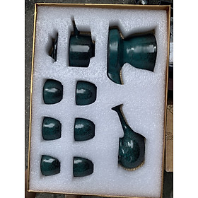 Mua BỘ ẤM CHÉN PHA TRÀ ĐẠO BẰNG GỐM SỨ CỐI SAY MÀU XANH NGỌC LỤC BẢO 10 CHI TIẾT - VD166