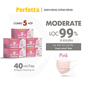 [Combo 5 HỘP - PERFETTA MODERATE] - Khẩu Trang Y Tế Chất Lượng Cao, Kháng Khuẩn, Chống Bụi Mịn, 3 Lớp, Bảo Vệ Tối Ưu - (50 cái/hộp)