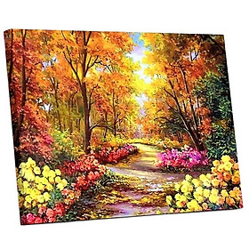 Mua Tranh sơn dầu số hoá tự vẽ đã căn sẵn khung 40x50cm - Rừng hoa
