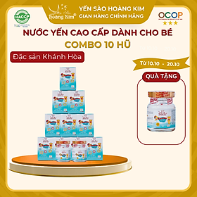 Combo 10 hộp Tổ yến nguyên chất 0.5g chưng sẵn cao cấp dành cho bé Yến Sào Hoàng Kim hộp 70ml