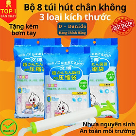 [LOẠI XỊN - CÓ TẶNG BƠM TAY] Bộ 8 Túi Hút Chân Không Đựng Quần Áo, Chăn Màn CỠ ĐẠI Cao Cấp - Hàng chính hãng