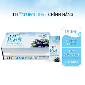 Thùng 48 hộp sữa chua uống tiệt trùng hương việt quất tự nhiên TH True Yogurt 180ml (180ml x 48)