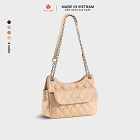 Túi Yuumy ( Thời trang nữ da chần bông phối dây xích size 24 - Túi đeo chéo da Seasand YN241 ) - Kem