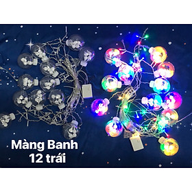 Đèn Chớp Trang Trí Màng Banh 12 trái 138 Đủ Màu/Vàng, Kích Thước 8cm, Độ Dài 3 Mét Nguồn Cắm Dài 1.2m, Tổng Chiều Dài Là 4.2m