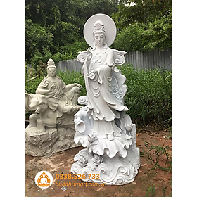 Mua Tượng mẹ Quan Âm đứng bằng đá cao 1m - điêu khắc tỉ mỉ từ đá nguyên khối tự nhiên chất lượng cao