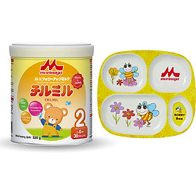 Combo 1 Lon Sữa Morinaga Số 2 Chilmil 320gr + 1 Dĩa Đựng Thức Ăn 4 Ngăn Cho Bé