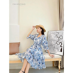 Đầm tiểu thư mong manh yêu rất là yêu cho nàng đi dạo biển - ĐẦM CỔ V TAY LỠ CQA0026 cao cấp