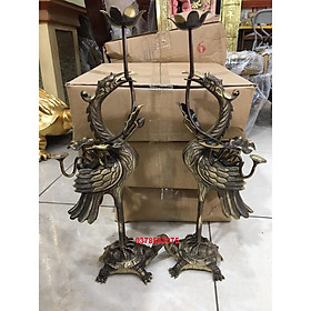 Mua Đôi Hạc thờ bằng đồng nguyên chất màu giả cổ cao 45cm