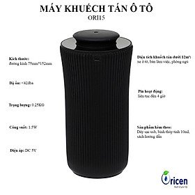 Máy khuếch tán tinh dầu cho Oto Oricen Ori15 - phun tự động,1 tháng châm tinh dầu 1 lần, có 3 chế độ phun