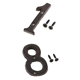 Hình ảnh 1 &8 Wrought Iron House Number,Matching Screws Included Black