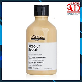 Dầu gội cho tóc hư tổn L'ORÉAL Serie Expert Absolut Repair vàng shampoo 300ml [Mẫu mới]