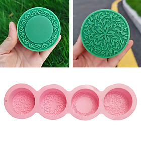 Silicone Soap Molds 4 Cavities Silicone Soap Mold Round Soap Mold for Soap Making Handmade Cake Chocolate Biscuit