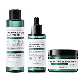 Bộ 3 sản phẩm ngăn ngừa và thâm Some By Mi AHA-BHA-PHA 30 Days Miracle (Toner, Serum, Cream)