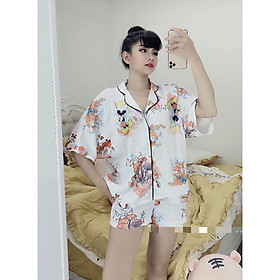 Đồ Bộ Lụa Satin Tay Cánh Dơi Quần Đùi (Hàng Thiết Kế)