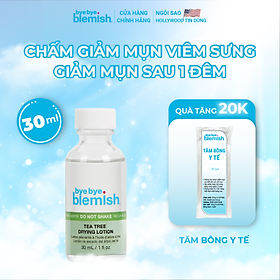 Chấm mụn Tràm Trà giảm mụn nhanh sau 1 đêm dành cho da mụn sưng viêm Bye Bye Blemish Tea Tree Drying Lotion 30ml