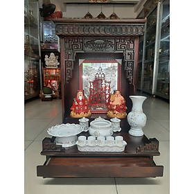Mua Bàn Thờ Thần Tài Ông Địa đẹp gỗ Muồng ngang 60 cao 88 Combo ( Thần Tài Ông Địa màu Đỏ )