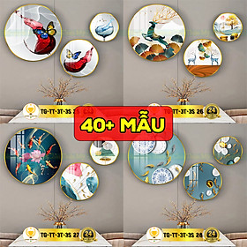 Bộ 3 tranh tròn treo tường tráng gương đa dạng với 3 kích thước trang trí phòng khách, phòng ngủ
