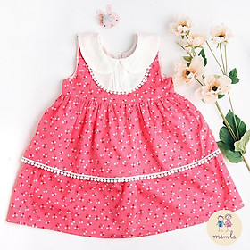 Váy Sara hoa baby trắng nền hồng OliRiver 2Y-6Y