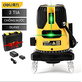 Máy Cân Bằng Laser 5 Tia Màu Xanh DELI - Chế Độ Pin Kép, Chống Nước, Chống Bụi - Đầy Đủ Phụ Kiện - DL4163
