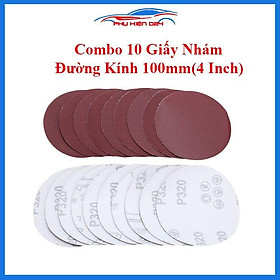 Combo 10 đĩa mài giấy ráp chà nhám đường kính 100mm độ nhám tùy chọn