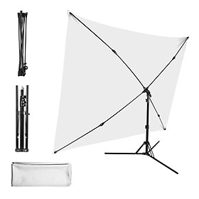 2x1.5m/ 6.5x4.9ft Black Photo Backdrop Photography Background Screen with Adjustable Tripod Cross-Shaped Stand