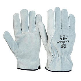 Găng tay da bò hai lớp Bảo vệ an toàn Chống trượt Chống đâm Máy móc Công việc bảo trì công nghiệp Găng tay chống mài mòn Màu sắc: xám