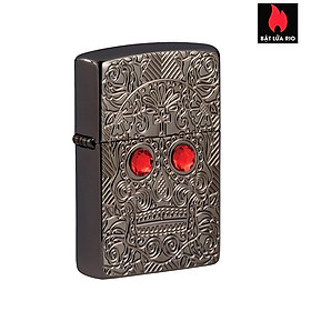 Bật Lửa Zippo 49300 – Zippo Day Of The Dead Skull Armor High Polish Black Ice