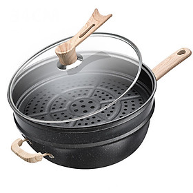 Bộ Chảo Chiên Xào & Hấp 2trong1 Steamed Frying Pan Stone Germany 480T - tặng dụng cụ vệ sinh