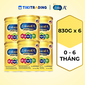 Bộ 6 lon sữa bột Enfamil A+ Neuropro 1 830g với DHA giúp phát triển não bộ cho trẻ từ 0-6 tháng tuổi
