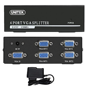 Mua Unitek U8707 - 01 Bộ Chia VGA Unitek 1 ra 4 Hỗ Trợ Độ Phân Giải 1920*1440 @60Hz Khoảng Cách Truyền Xa Lên Tới 30m - Kèm Nguồn AnZ - Hàng Chính Hãng