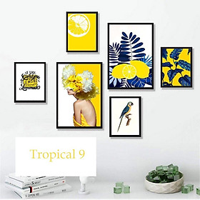 Tranh Treo Tường Phòng Khách Tropical Kèm Khung và Ảnh - Bộ Tranh Canvas Giá Rẻ