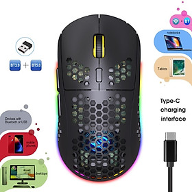 Chuột Led Không Dây T90 đa kết nối Blutooth 5.0 + Usb 2.4G 3600Dpi Pin Sạc TypeC