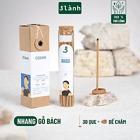 Mua Nhang Thủ Công Gỗ Bách Cedar 3 Lành Hộp 30 Que 100 % Tự Nhiên Tặng Kèm Đế Chăm Không Hóa Chất Xông Thơm