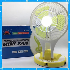 Mua Quạt sạc tích điện cao cấp kèm đèn JR-5580 (màu ngẫu nhiên) tặng kèm 1 khăn lau 30x30cm - Hàng Chất Lượng
