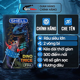 Bao cao su Shell Dino Trice - Hộp 2 cái - 1 bao gai, 2 vòng bi + 1 bao Shell Performax