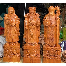 Bộ tượng phật tam đa phúc lộc thọ bằng gỗ hương đá kt cao 100×30×20cm