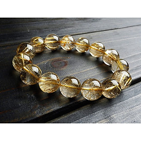 Mua Vòng tay phong thủy đá thạch anh tóc vàng 12 ly đá tự nhiên có kiểm định chất lượng hợp mệnh thổ mệnh kim