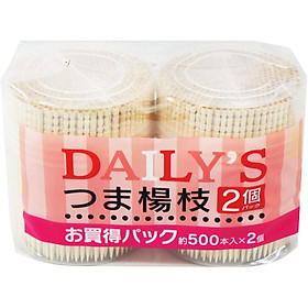 Set 2 Hộp Tăm xỉa răng Bussan Daily's gỗ tự nhiên 6.5cm 500 chiếc x 2 - Hàng nội địa Nhật Bản