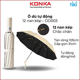 Ô gấp gọn tự động 12 nan kép, ô dù che mưa nắng mini chống tia UV tự động đóng mở nhỏ gọn - OD003