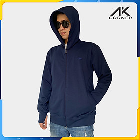 Áo khoác nam cao cấp AK Corner chất vải Cotton da cá 4 chiều mềm mịn thoáng mát, chống nắng tốt - Xanh đen - XL