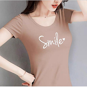 Áo thun nữ in chữ Smile thun cotton 4 chiều form ôm body MXM ( ANU026 )