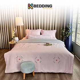 Bộ ga giường chần bông KBedding by Everon KMTS 101 Microtencel Hồng đất (4 món) - 160x200cm