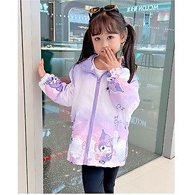 Áo khoác gió cho bé gái 2 lớp 7-16 tuổi hình kuromi thêu chữ DMTH hàng Quảng Châu dáng thời trang