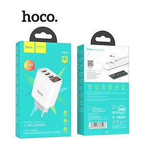 Mua Củ Sạc 3.4A Dành Cho Hoco C93A Chân Tròn 3 Cổng USB  Màn Hình Led Hiển Thị Nguồn Điện  Chất Liệu PC  Chân Cắm US  Hà Hàng Chính Hãng