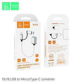 Mua Bổ Chuyển Đổi 2IN1 VDENMENV DU18 Giúp Chuyển Dữ Liệu Từ Type-C/Micro Sang USB-Hàng Chính Hãng