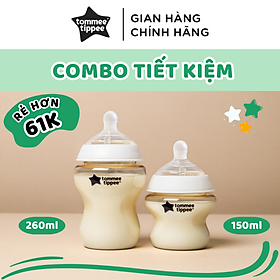 COMBO 2 Bình Sữa PPSU Ty Siêu Mềm Tự Nhiên Tommee Tippee Natural Start 150ml & 260ml