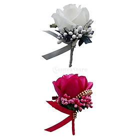 2x Stimulation Rose Flower Brooch Pins Wedding Corsage Pins